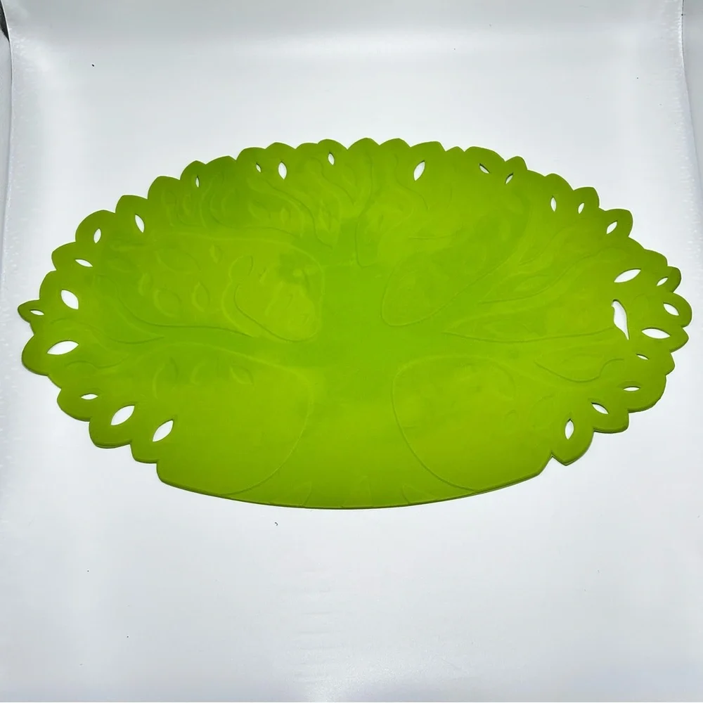 Set of 5 IKEA Lettuce Leaf Silicone Placemats - Lime Green Skutta Saucer Style